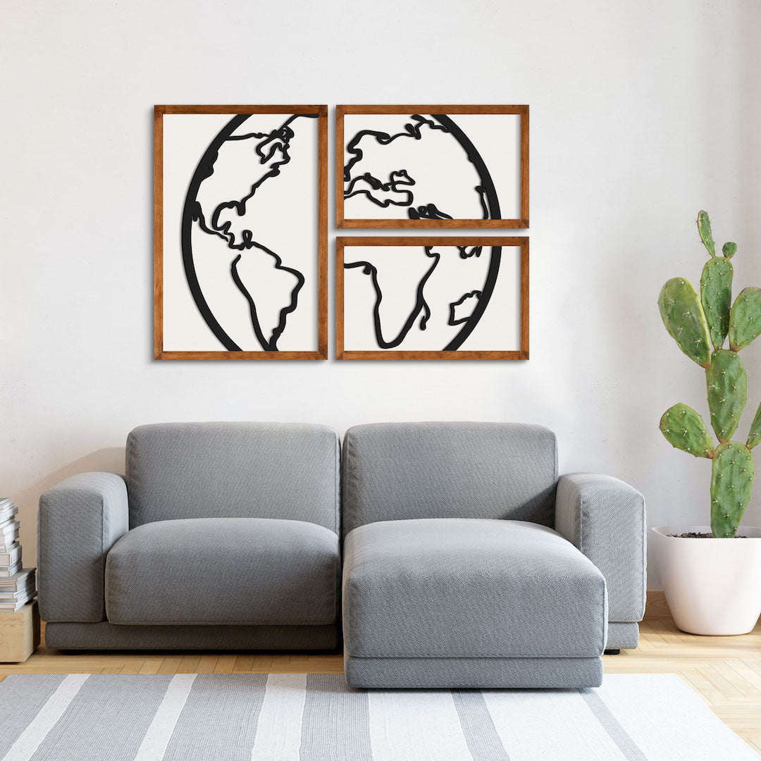 Cuadro decorativo moderno Globo terráqueo, cuadro moderno mundo, cuadro moderno planeta tierra, para sala, recámara, oficina y pared